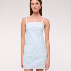 NWT Abercrombie Blue Gingham Seamed Stretch Skort